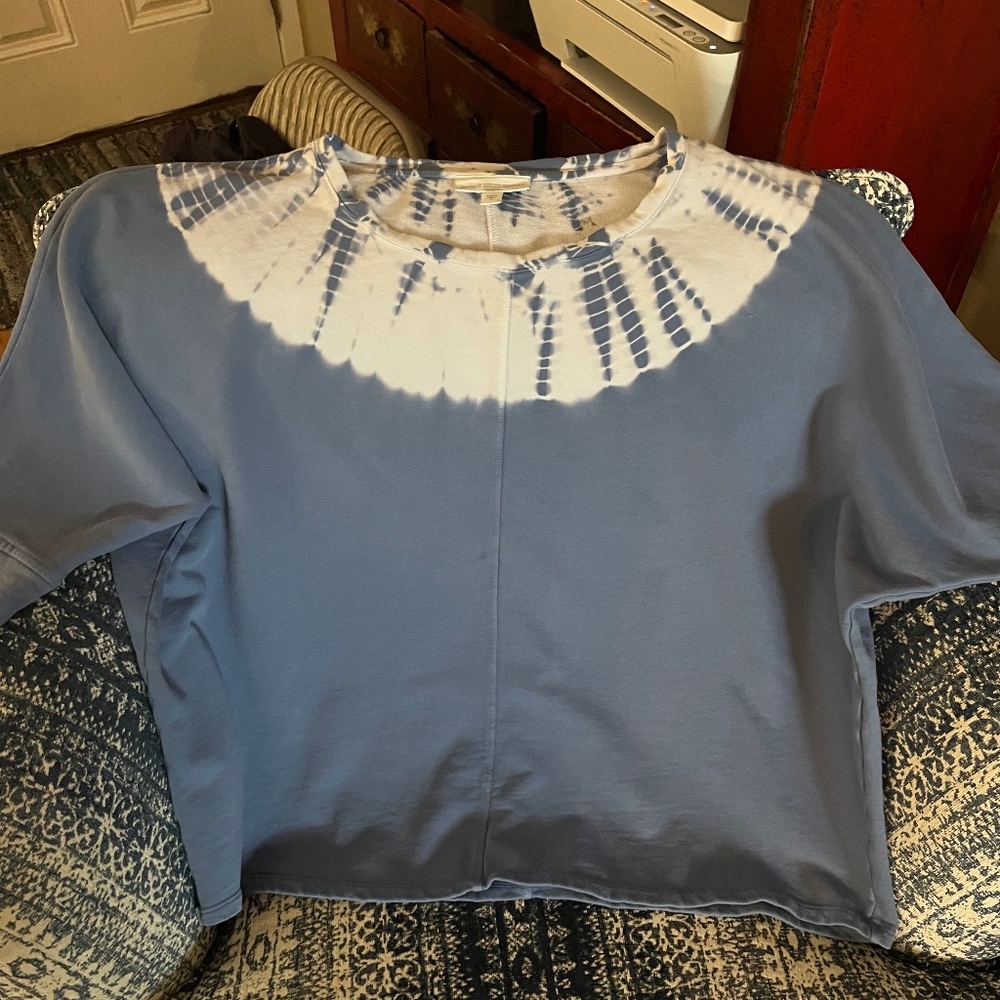 JJill lightweight sweatshirt, XL, Tie dye blue denim